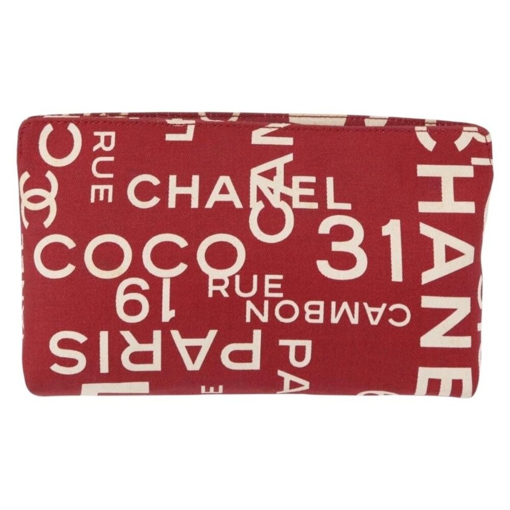 CHANEL Bycy Pouch Canvas Red CC Auth yk19768 - Picture 2 of 16